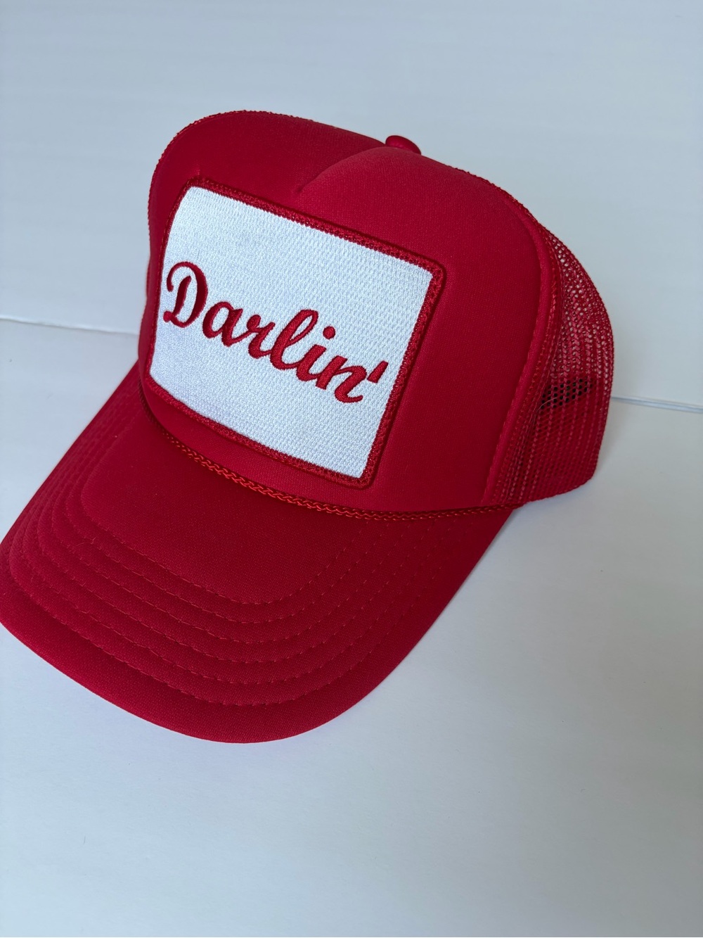 Friday Feelin' Darlin' Red White Trucker Hat Snapback Western Country